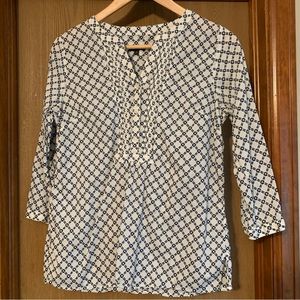 3/4 Sleeve Printed Blouse - Talbots - size XS